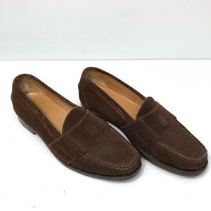 Polo by Ralph Lauren Brown Suede Leather Wooden Sole Slip On Loafers
